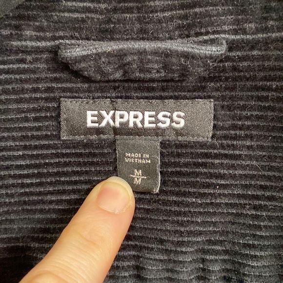 Express Black Velvet Corduroy Cord Over Jacket Button Up Size Medium - Picture 5 of 6